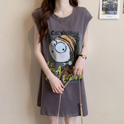真夏も快適 着心地良い ファッション感満々 プリント全4色 ノースリーブ Tシャツ カットソー＜F-9161＞