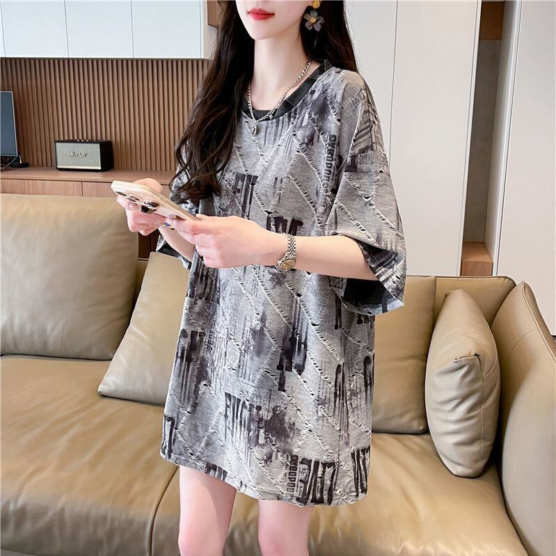話題沸騰中 カジュアル 個性派 プリント ゆったり 半袖Tシャツ＜F-8572＞