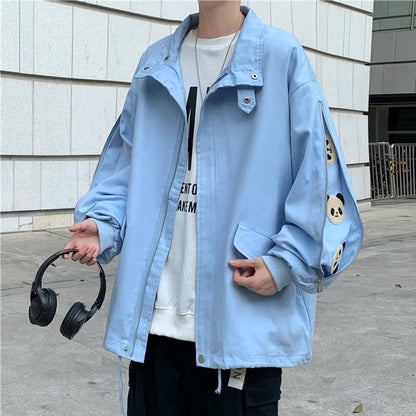 デザイン感   パンダプリント ジャケット アウター＜F-2172＞