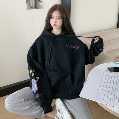 【裏起毛】超人気商品   厚手オーバーサイズフード付きパーカ全2色ゆったりトップス＜F-4754＞