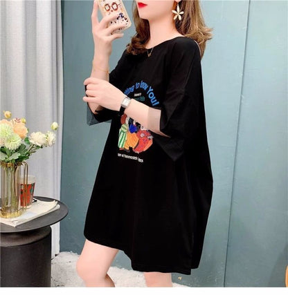 優しい雰囲気   バックオープン ロングTシャツ ゆったり半袖＜F-2939＞