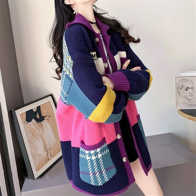 【人気商品再入荷】着心地良い 折り襟 大好評 長袖 切り替えカーディガン＜F-2193＞