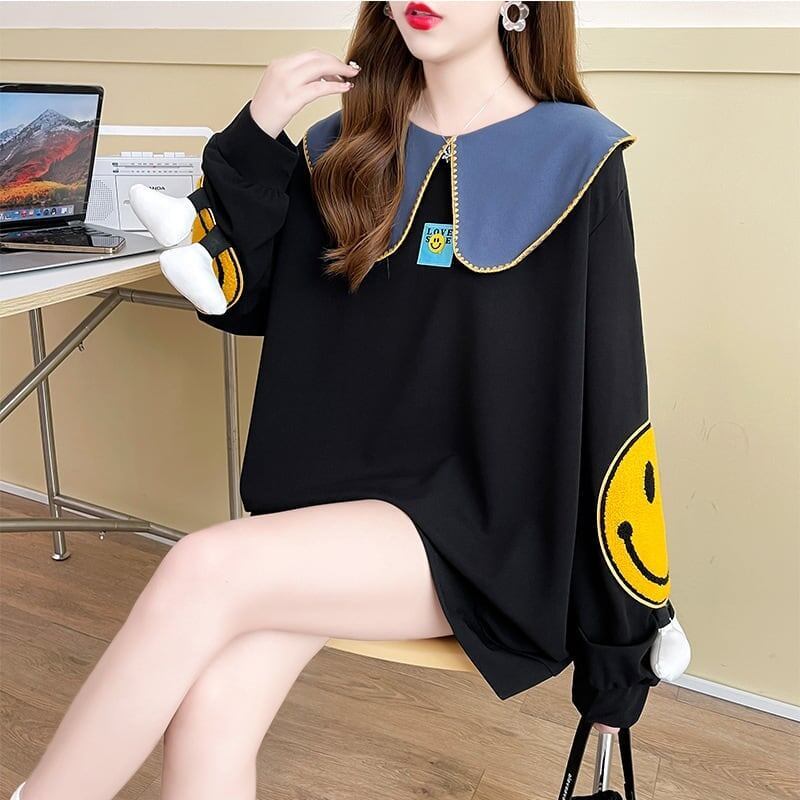 好感度UP   ベビードールの襟に刺繍が施されたスウェットシャツF-5190