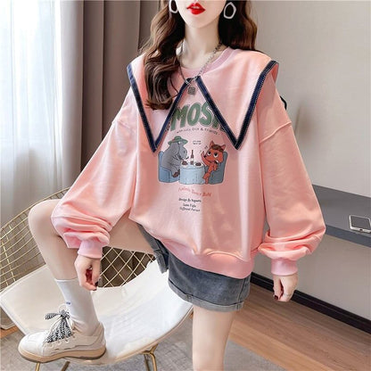 絶対欲しい   セーラ服の襟 長袖Tシャツトップス<F-4036>