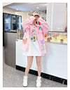 売り切れ必至 韓国風ファッション 上質 アバンギャルド プリント デニム Tシャツ ＜F-9479＞