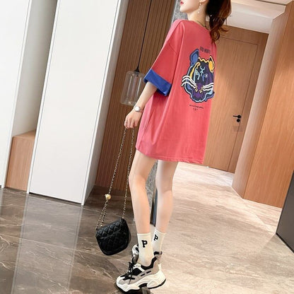 韓国系   ラウンドネック Tシャツ 三色 ゆったり半袖＜F-3011＞