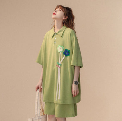 期間限定 ゆったり感アップ ファッション Tシャツ＋ショートパンツ セットアップ＜F-8679＞
