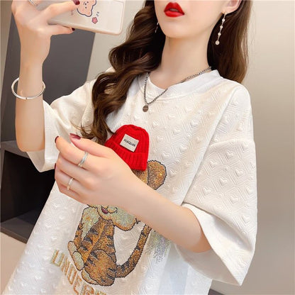 デザイン感   チャーミング Tシャツ カットソー＜F-3401＞