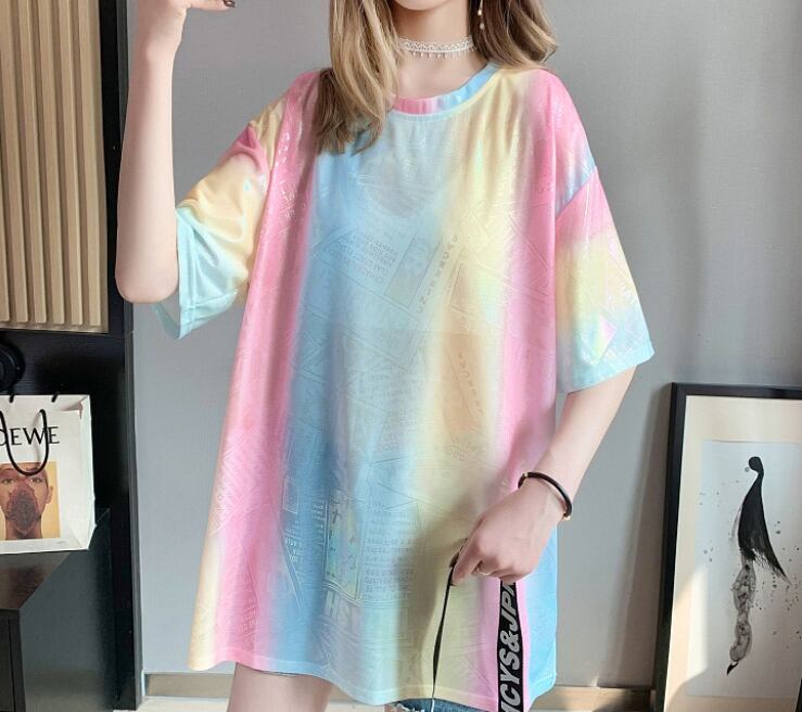 超人気 特別デザイン 着回し力抜群 プリント 2色選択 半袖Tシャツ＜F-8592＞