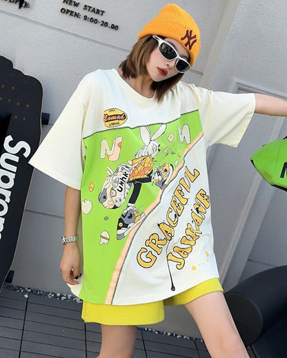 着回し力抜群 ファッション 個性派 レース プリント全3色 半袖TシャツF-8981