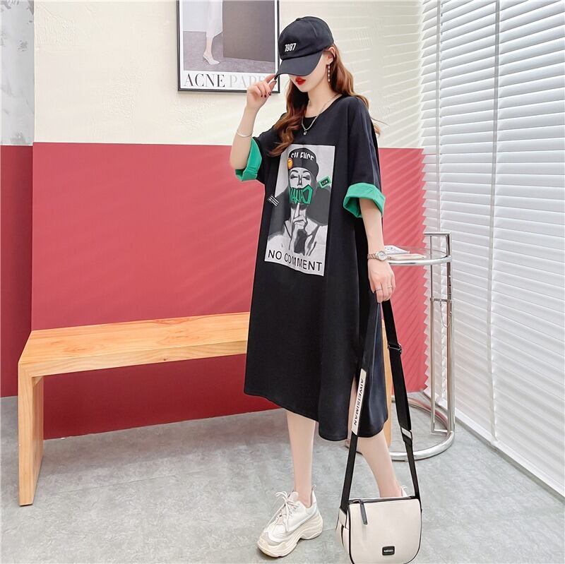 【半額！期間限定！！】今季マストバイ プリント カジュアル Tシャツ カットソー ワンピース＜F-8533＞