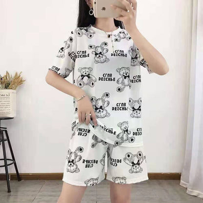 好感度UP カジュアル 夏に嬉しい機能付き 半袖Ｔシャツⅹパンツセット全4色<F-11628>