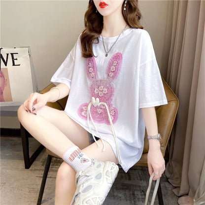 デザイン感   チャーミング Tシャツ カットソー＜F-3425＞