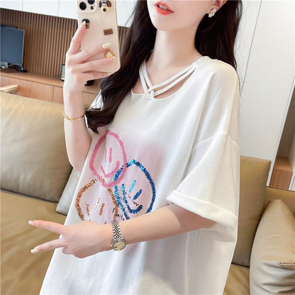 今季マストバイ スウィート 特別デザイン プリント 全2色 半袖Tシャツ<F-8538>