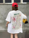 個性的なデザイン プリント ラウンドネック 半袖 Tシャツ カットソー＜F-8273＞