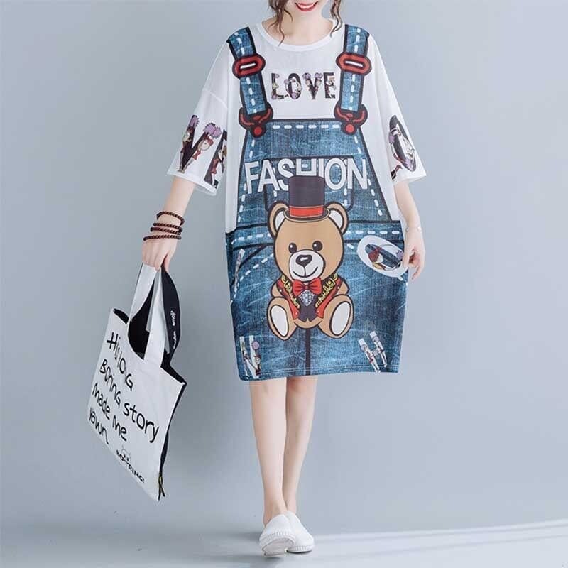 旅行Ｔシャツ 夏 レディース 膝丈 プリント 大きいサイズ ゆったりさらっと涼しい <F-656>