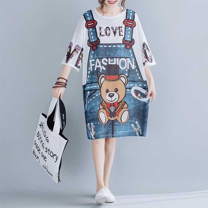 旅行Ｔシャツ 夏 レディース 膝丈 プリント 大きいサイズ ゆったりさらっと涼しい <F-656>