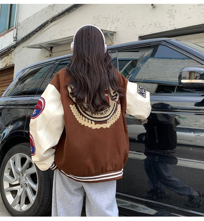 【秋の初めの割引！！】刺繍入りボンバージャケット<F-5097>
