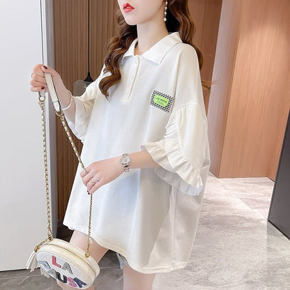 おすすめ   シンプル ロング Tシャツ 三色 ゆったり半袖 ＜F-3055＞