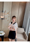 美人度アップ シフォン スウィート 半袖 Tシャツ ショートパンツ セットアップ ＜F-9234＞