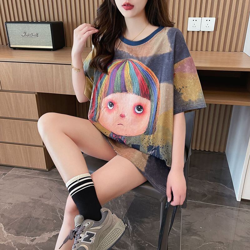 売り切れ必至 絞り染め ファッション プリント 半袖 Tシャツ＜F-8412＞