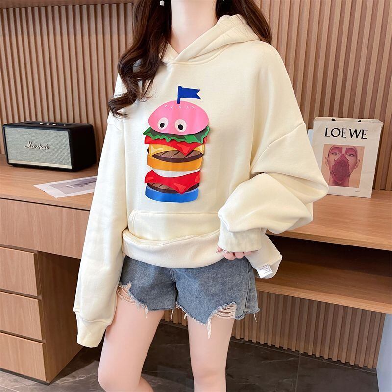 新商品 カジュアル トレンドのロゴデザインをプリントした 快適トップス 3色選択 切り替え プリント パーカーF-9965