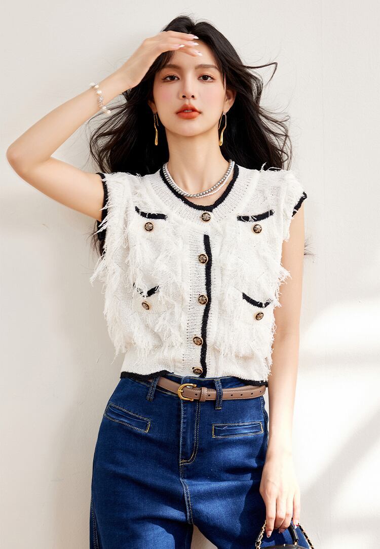 美人度アップ ファッション 上品 フリンジ ブラウス＜F-8325＞