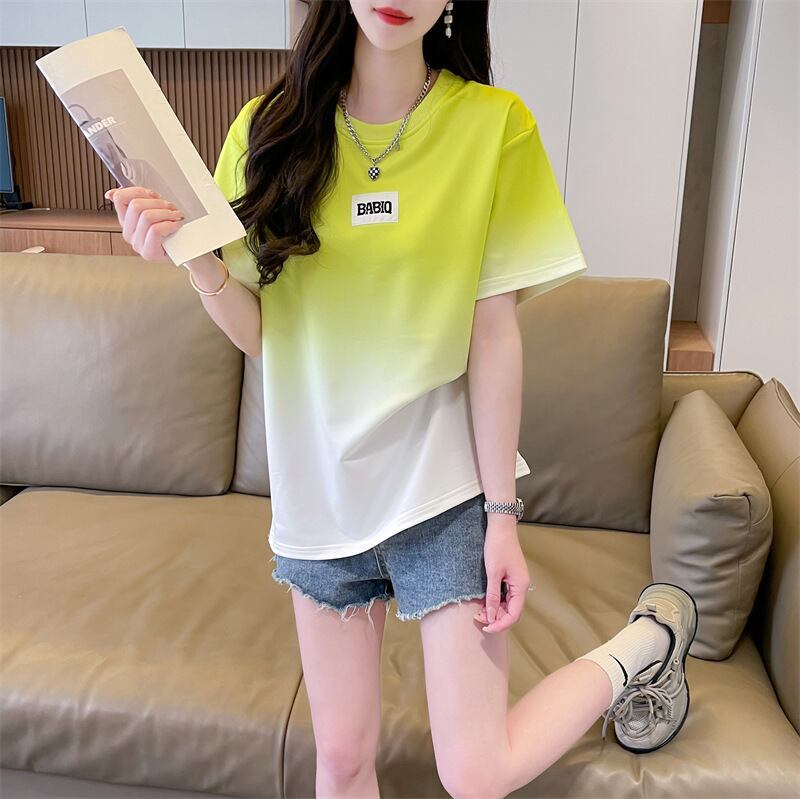 新商品 カジュアル グラデーション プリント 全3色 半袖TシャツF-9214