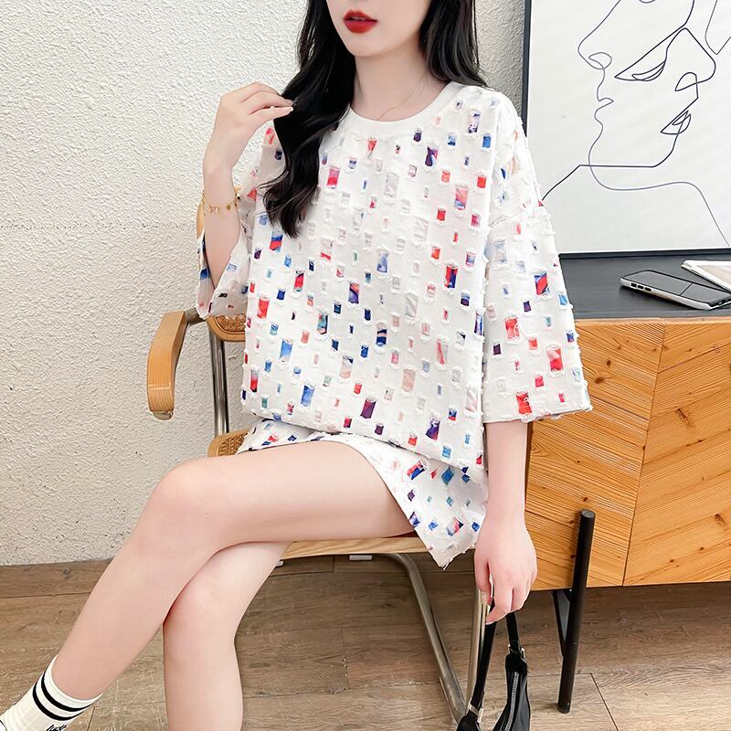 着回し力抜群 カジュアル 個性派 ゆったりトップス 半袖Tシャツ 全2色＜F-8263＞