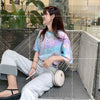 夏らしいタイダイグラデーションルーズ半袖Tシャツ<isf-2961>