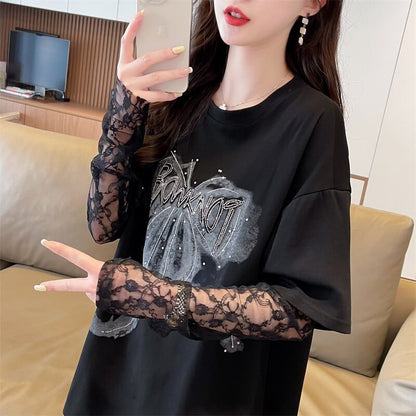 話題沸騰中 レイヤード風 美人度アップ ルーズ Tシャツ ＜F-8707＞