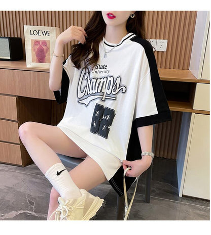 絶対流行 一目惚れ 個性的なデザイン 2色選択可 プリント Tシャツ カットソー＜F-8279＞