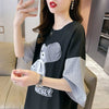 夏新作   ベアー刺繍 ロング Tシャツ ゆったり半袖 ＜F-2850＞