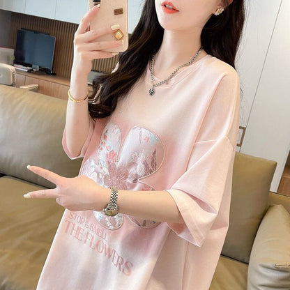 超人気 切り替え カジュアル プリント全3色 半袖Tシャツ カットソー ＜F-8609＞