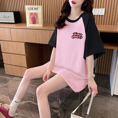 おすすめ 切り替え 定番シンプル プリント 4色選択 半袖Tシャツ＜F-8583＞