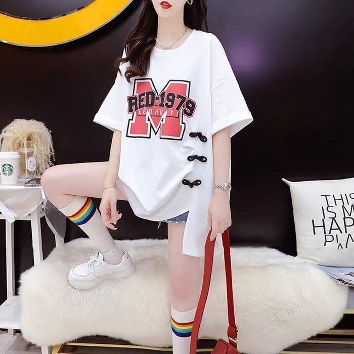超人気 特別デザイン 美人度アップ ゆったり二色 半袖Tシャツ＜F-8038＞