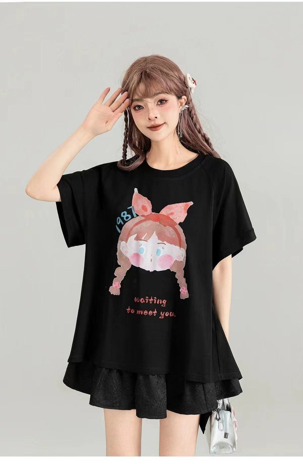 着回し力抜群 ゆったり ファッション感満々 ロング丈 2色半袖Tシャツ＜F-11068＞
