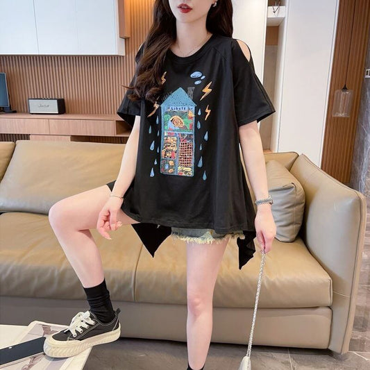 売れ筋 早い者勝ち 絶対流行 カジュアル 2色選択 Tシャツ<F-11444>