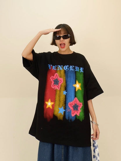 話題沸騰中 目を奪われる 流行新作 個性的なデザイン 2色選択 半袖 Tシャツ F-9309