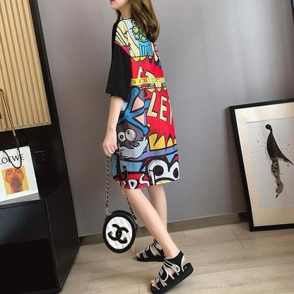 大人気ロング丈Tシャツワンピース  2色 ＜F-1160＞