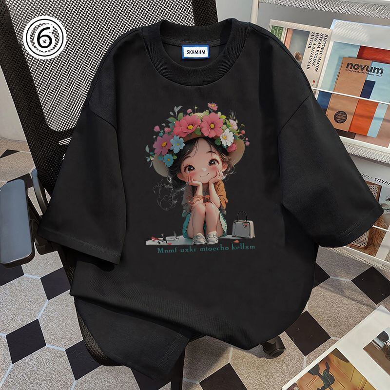 大人可愛い カジュアル 定番シンプル プリント 6種選択可 半袖TシャツF-8906
