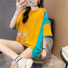 韓国風漫画刺繍ワッペン半袖Tシャツ<F-2991>