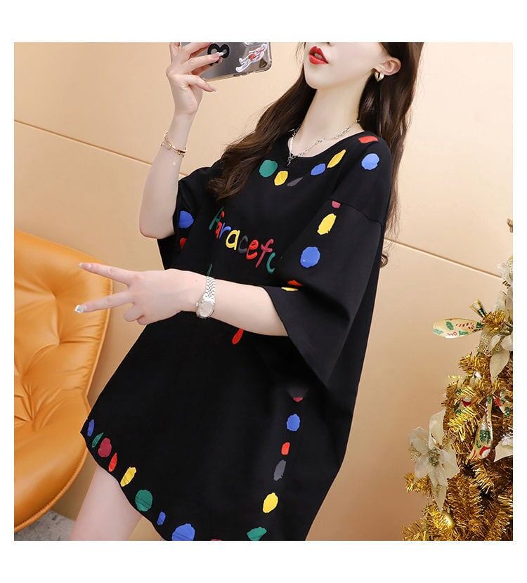 売り切れ必至 プリント ファッション 切り替え 全2色 半袖Tシャツ＜F-8623＞