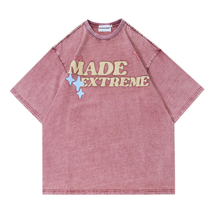 ストリートトレンドのレターファンプリント半袖Tシャツ<F-2906>