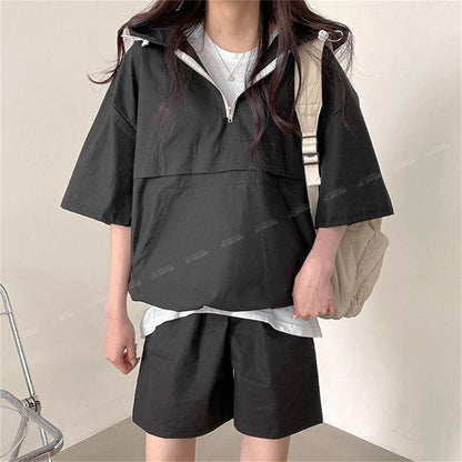 今季マストバイ カジュアル 真夏も快適 4色 半袖 Tシャツ ショートパンツ セットアップ ＜F-11156＞