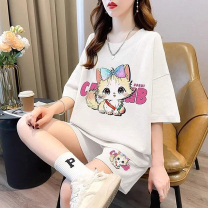 絶対欲しい カジュアル 夏に嬉しい機能付き 半袖Ｔシャツⅹパンツセット全4色<F-11268>