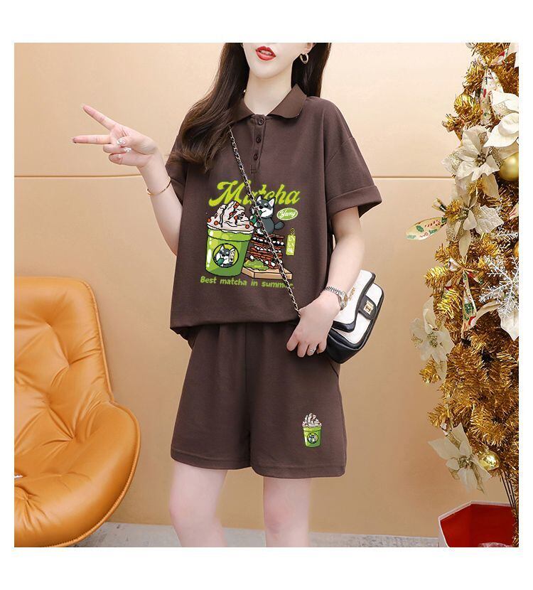 超人気 プリント カジュアル 半袖Ｔシャツⅹパンツセット全3色 <F-8528>
