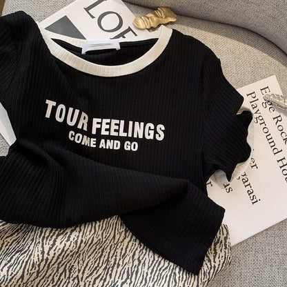 ゆったり感アップ アルファベット ファッション Tシャツ カットソー＜F-3077＞
