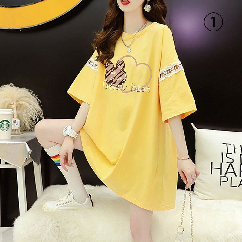 好感度UP リボン キュート プリント全3色 半袖Tシャツ カットソー ＜F-8555＞