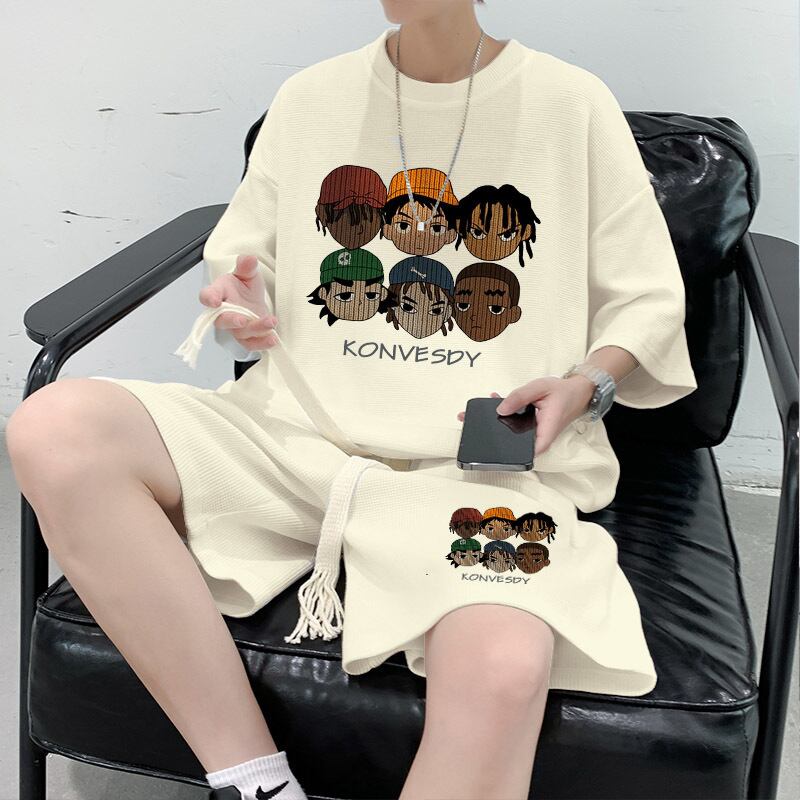 大注目 組み合わせやすい　半袖 Tシャツ＋パンツ 4色　セットアップ F-13149
